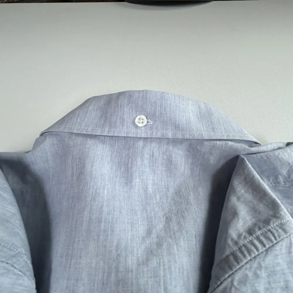 Ben Sherman Blue Cotton Short Sleeve Button Up Shirt Striped Cuffs Men's XXL